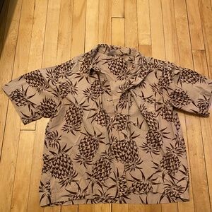 Peppermint Bay New York brown and cream pineapple print button-up shirt